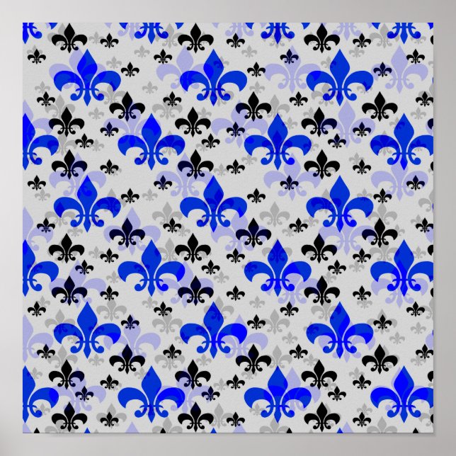 Poster Download do padrão de superfície azul Fleur De Lis (Frente)