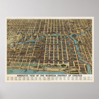 Poster Downtown Chicago, 1898 (Poole Bros) BigMapBlog.com