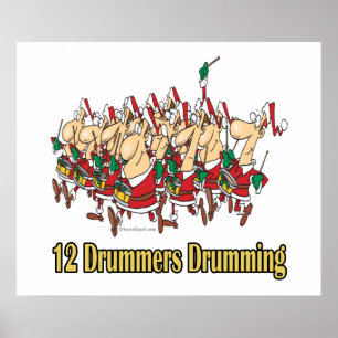 Pôster doze bateristas tamborilando 12º duodécimo dia