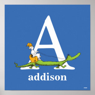 Poster Dr. Seuss ABC: Carta A - Branco   Adicione seu nom