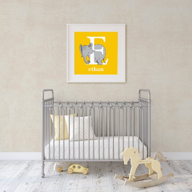 Pôster Dr. Seuss ABC: Carta E - Branco | Adicione seu nom (Criador carregado)