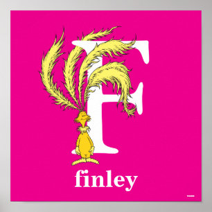 Poster Dr. Seuss ABC: Carta F - Branco   Adicione seu nom