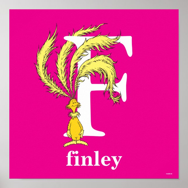 Poster Dr. Seuss ABC: Carta F - Branco | Adicione seu nom (Frente)