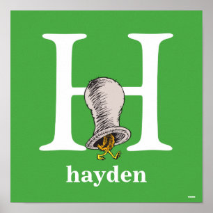 Pôster Dr. Seuss ABC: Carta H - Branco   Adicione seu nom