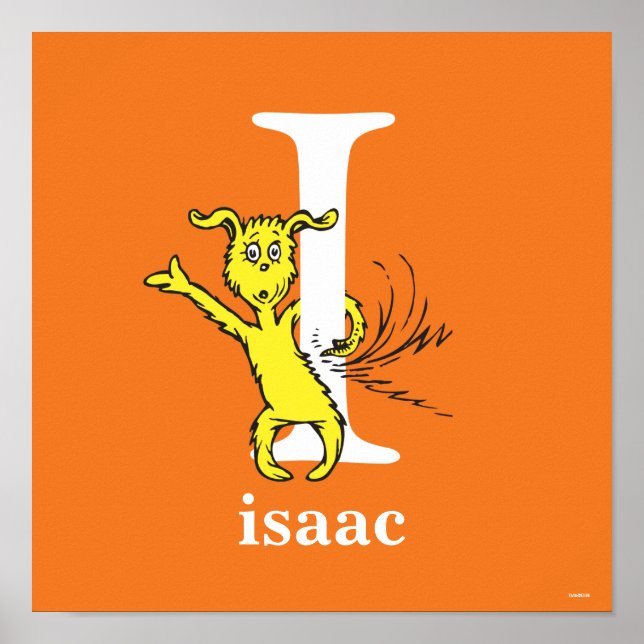 Poster Dr. Seuss ABC: Carta I - Branco | Adicione seu nom (Frente)