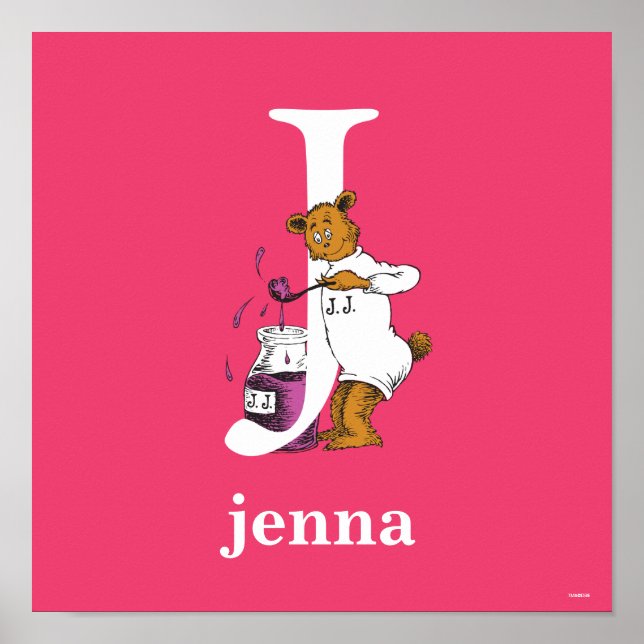 Pôster Dr. Seuss ABC: Carta J - Branco | Adicione seu nom (Frente)