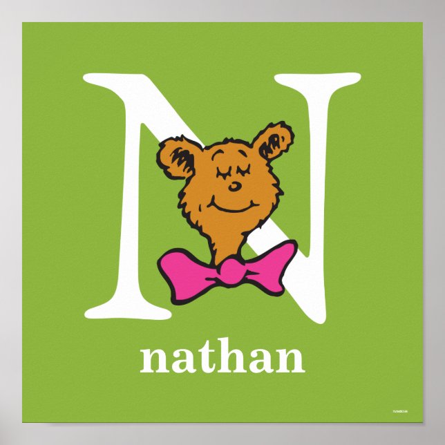 Pôster Dr. Seuss ABC: Carta N - Branco | Adicione seu nom (Frente)