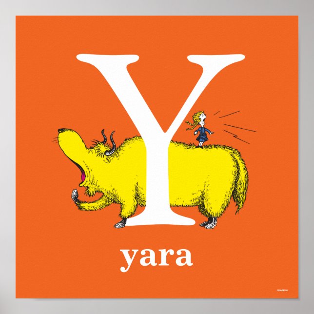 Pôster Dr. Seuss ABC: Carta Y - Branco | Adicione seu nom (Frente)