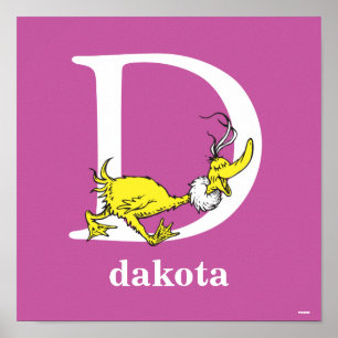 Pôster Dr. Seuss ABC: Letra D - Branco   Adicione seu nom