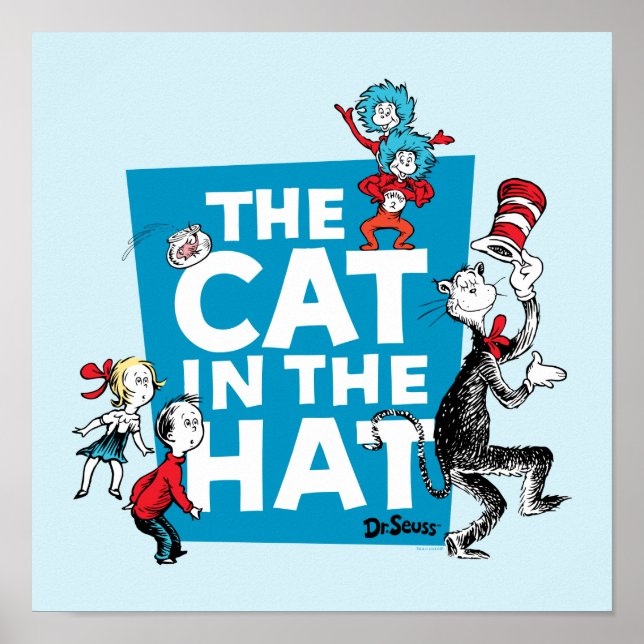 Poster Dr. Seuss | Cat no logotipo Hat - Caracteres (Frente)