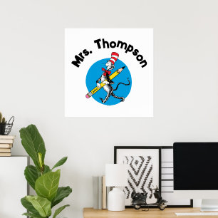 Poster Dr. Seuss Cat no nome personalizado do chapéu