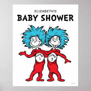 Poster Dr. Seuss Coisa Um Coisa Dois   Gêmeos Chás de Beb