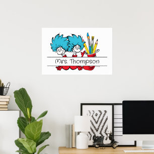 Poster Dr. Seuss Coisa Um Coisa Dois Nome do Professor