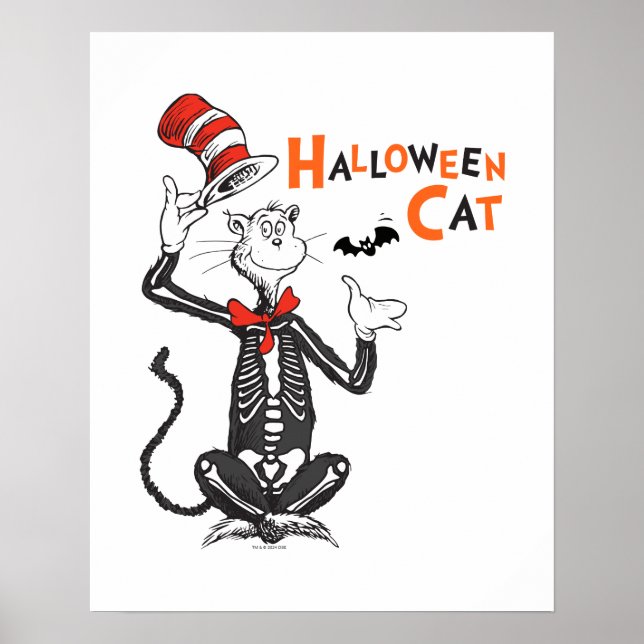 Poster Dr. Seuss | Gato no Chapéu de Halloween (Frente)