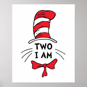 Poster Dr. Seuss   Gato no Chapéu - Dois Eu Sou Aniversár