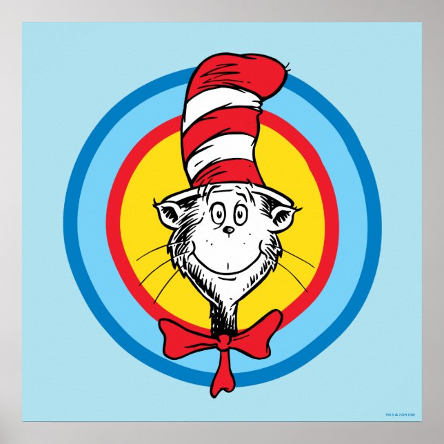 Poster Dr. Seuss | Gato no Gráfico da Cabeça de Chapéu (Frente)