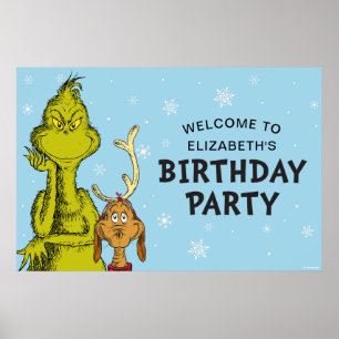 Poster Dr. Seuss Grinch Aniversário de Inverno Bem-vind