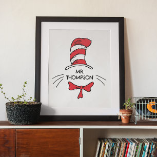 Poster Dr. Seuss O Gato no Chapéu Nome Personalizado do