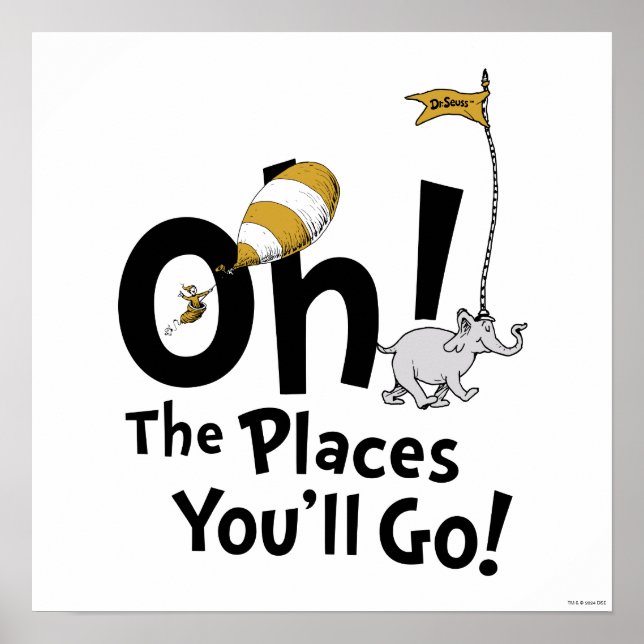 Poster Dr. Seuss | Oh, Os Lugares Que Você Irá! Retro (Frente)