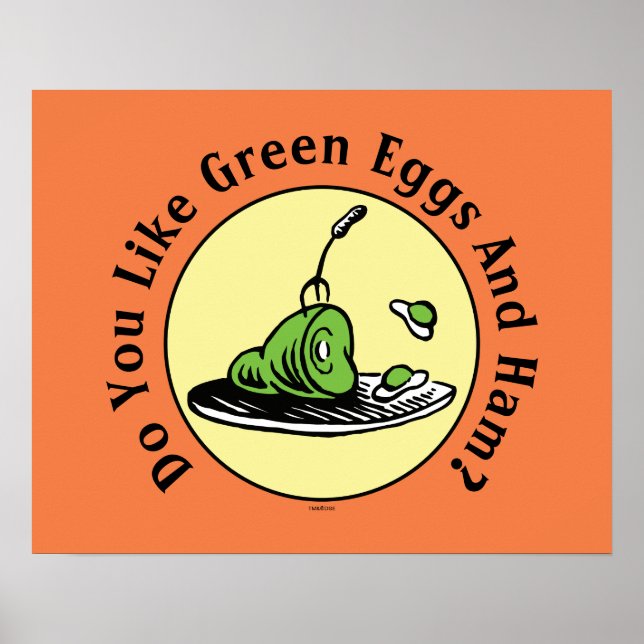 Poster Dr. Seuss | Ovos Verdes e Ícone De Pressão (Frente)