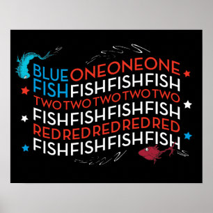 Poster Dr. Seuss   Peixe Vermelho Peixe Azul Gráfico da B