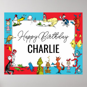 Poster Dr. Seuss - Personagens Aniversário Infantil