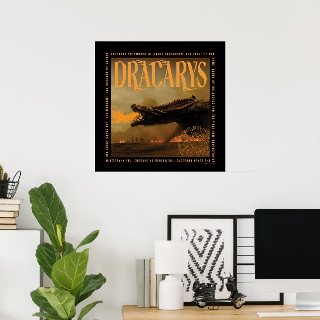 Poster "Dracarys" Drogon Brething Fire Graphic (Escritório em casa)
