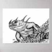 Drache am Fels schwarz-weiß design