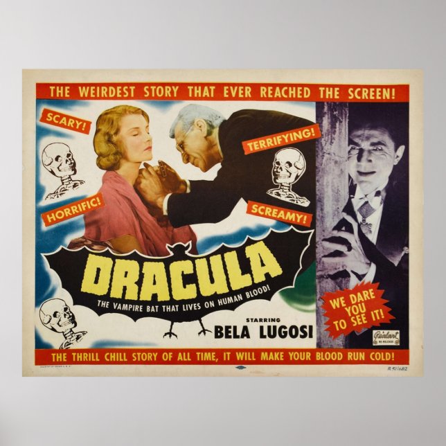 Poster Drácula - Bela Lugosi - Filme de Horror 1951 (Frente)