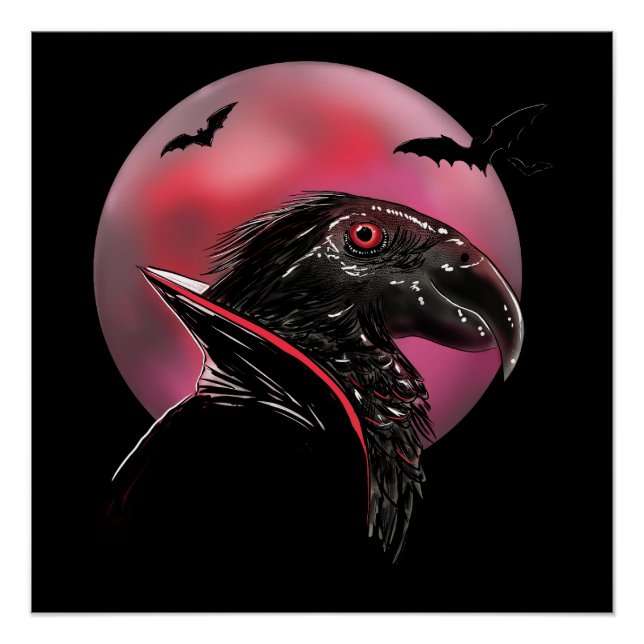 Pôster Drácula Parrot Sanguíneo Ilustração (Frente)