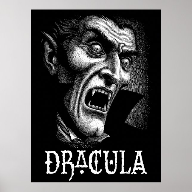 Poster Dracula Retrato Preto e Branco (Frente)