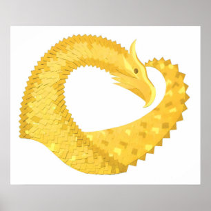 Poster Dragão amarelo no branco