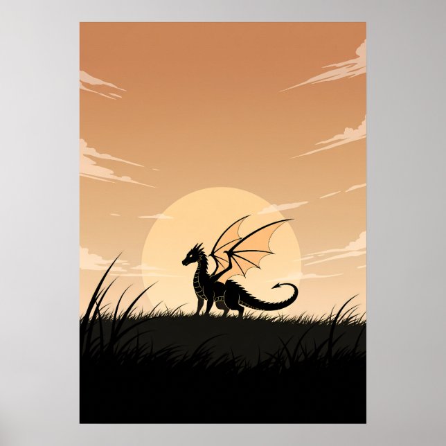 Poster Dragão Anime Minimalista (Frente)