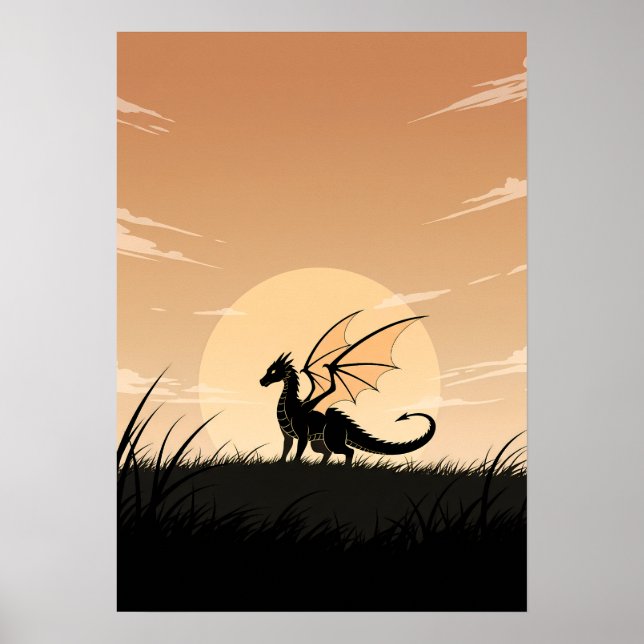 Poster Dragão Anime Minimalista (Frente)