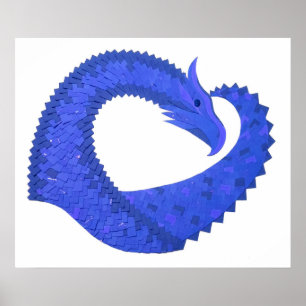 Poster Dragão azul no branco