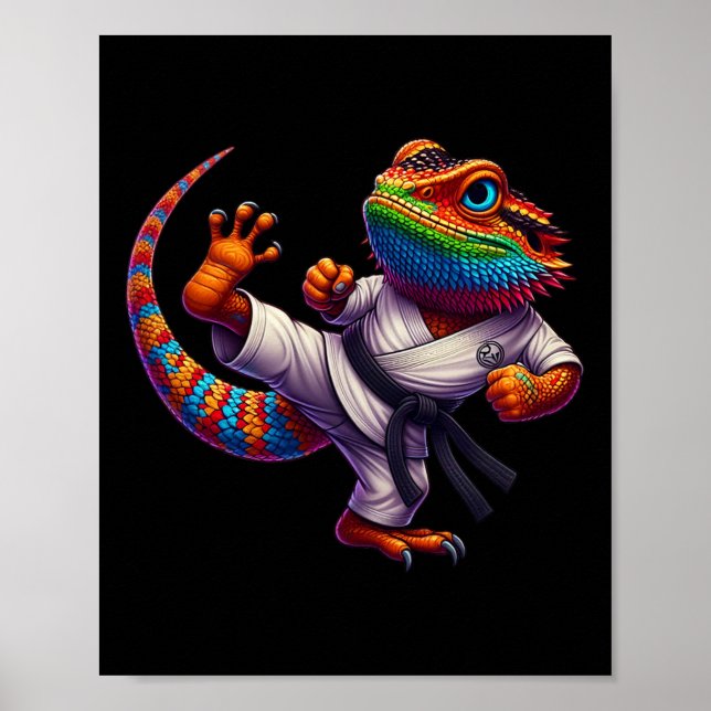 Poster Dragão Barbudo Alto Karate Samurai Ninj (Frente)