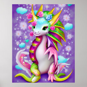 Poster Dragão Bebê Colorido