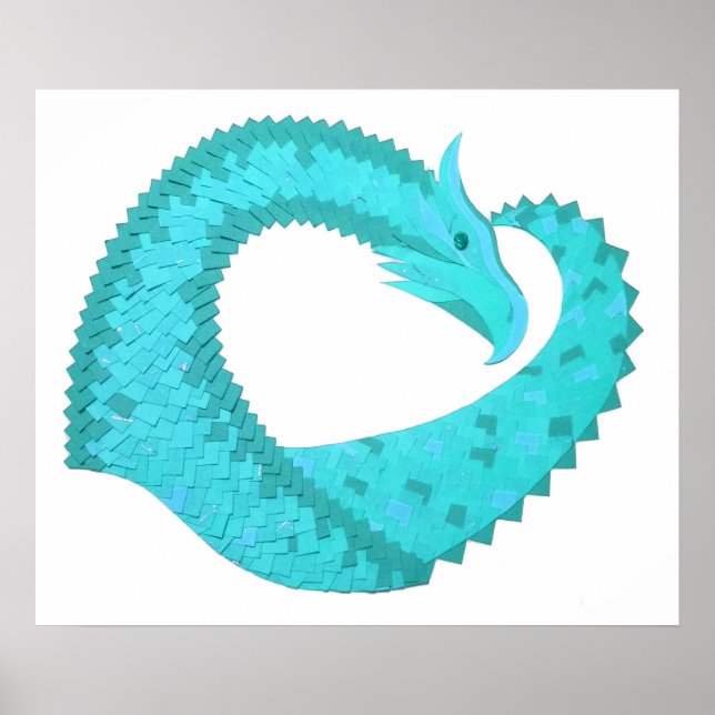 Poster Dragão cardíaco Verdigris em branco (Frente)