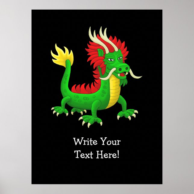 Poster Dragão Chinês Estilo Moderno (Frente)