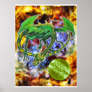 Poster Dragão Cósmico Emerald
