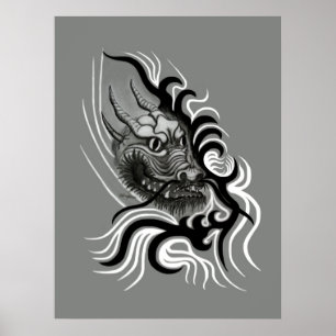 Pôster Dragão da China em Tattoostyle