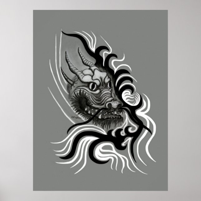 Pôster Dragão da China em Tattoostyle (Frente)