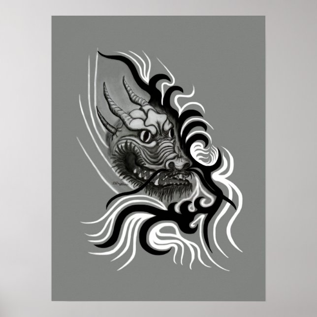 Pôster Dragão da China em Tattoostyle (Frente)