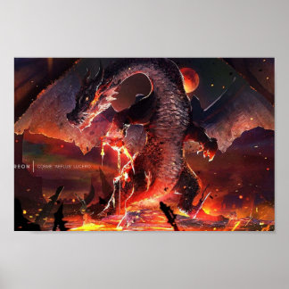 Poster Dragão de Bombeiros do Mundo de Caça de Monstros
