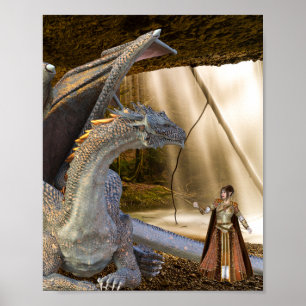 Poster Dragão de Bronze com Fada Elf Queen