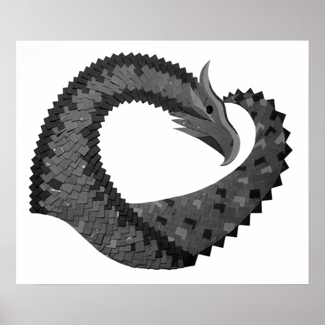 Pôster Dragão de coração negro em branco (Frente)