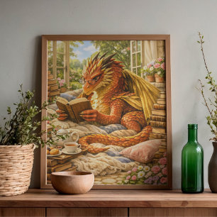 Poster Dragão de Leitura Aconchegante