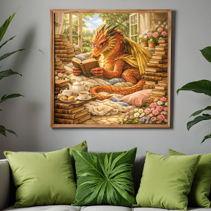 Pôster Dragão de Leitura Aconchegante