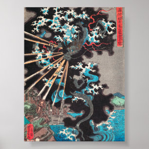 Poster Dragão de Tempestade por Utagawa Yoshikazu (século