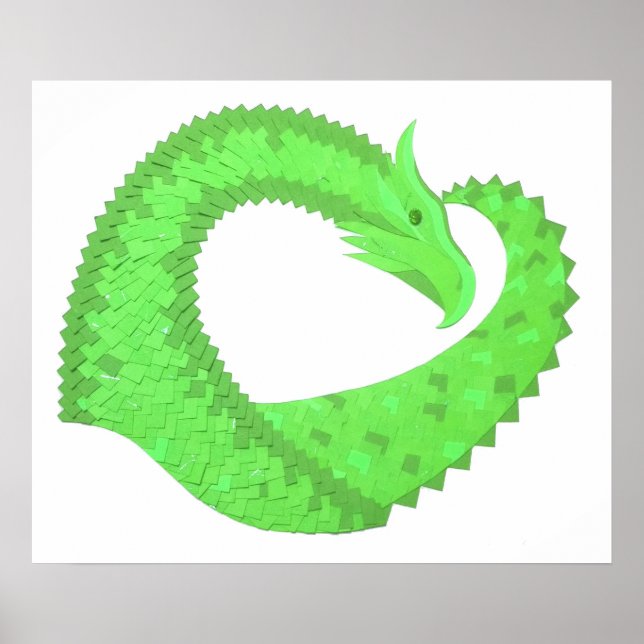 Pôster Dragão do coração do verde limão em branco (Frente)